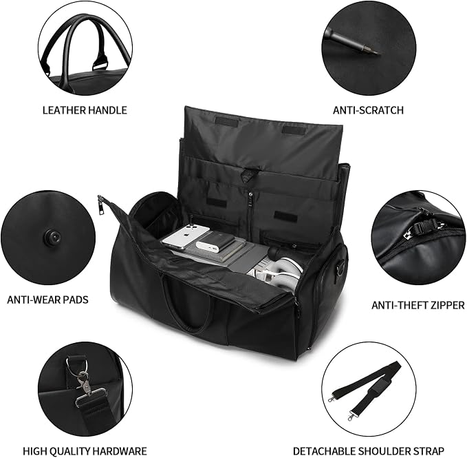 seyfocnia Convertible Travel Garment Bag, Carry on Garment Duffel Bag - Image 4