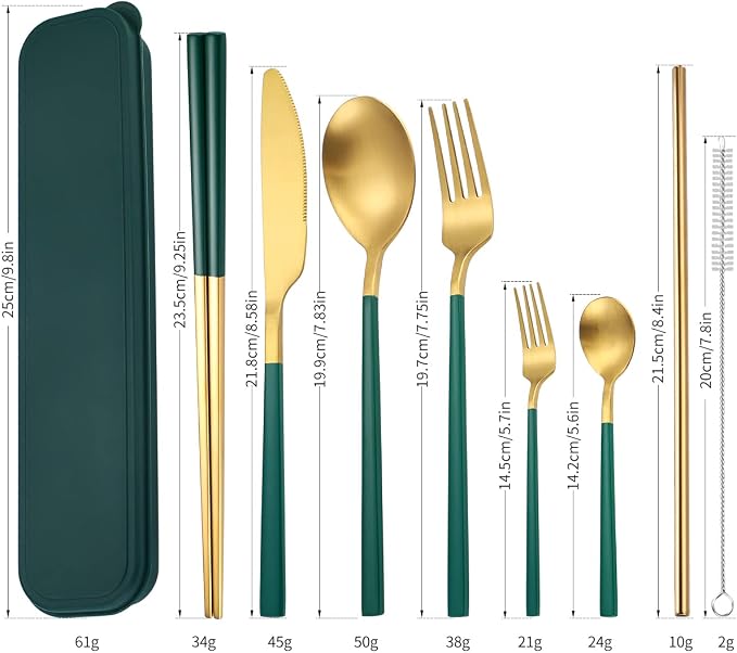 AARAINBOW 6 Pieces Stainless Steel Flatware Set Portable Reusable Cutlery Set - Image 2