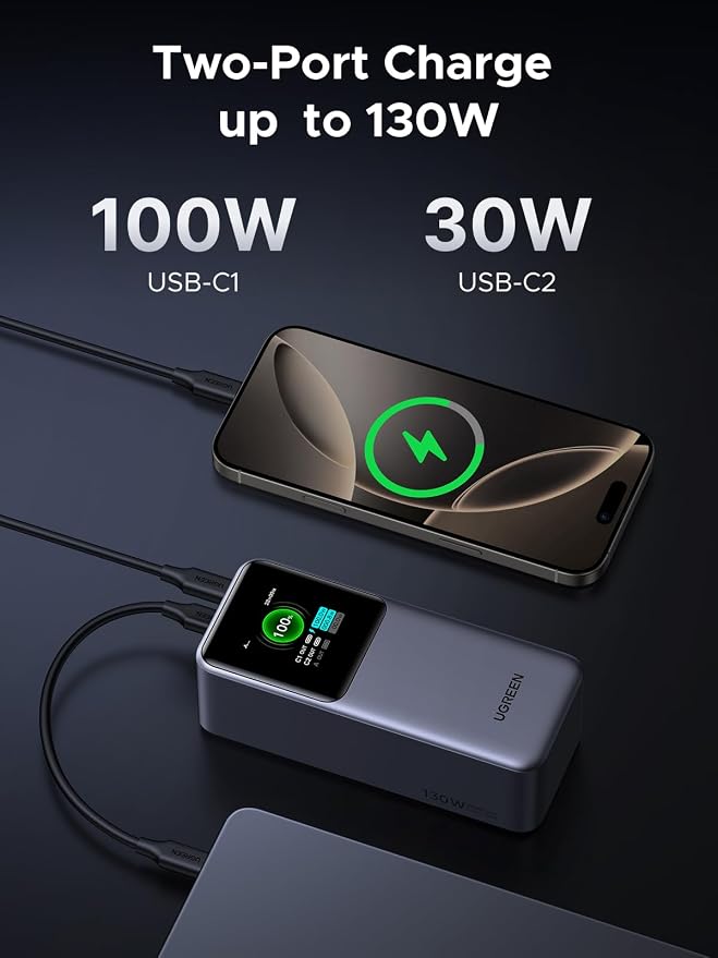 UGREEN Nexode Power Bank 20000mAh 130W Portable Charger 72Wh PD Fast Charging - Image 6