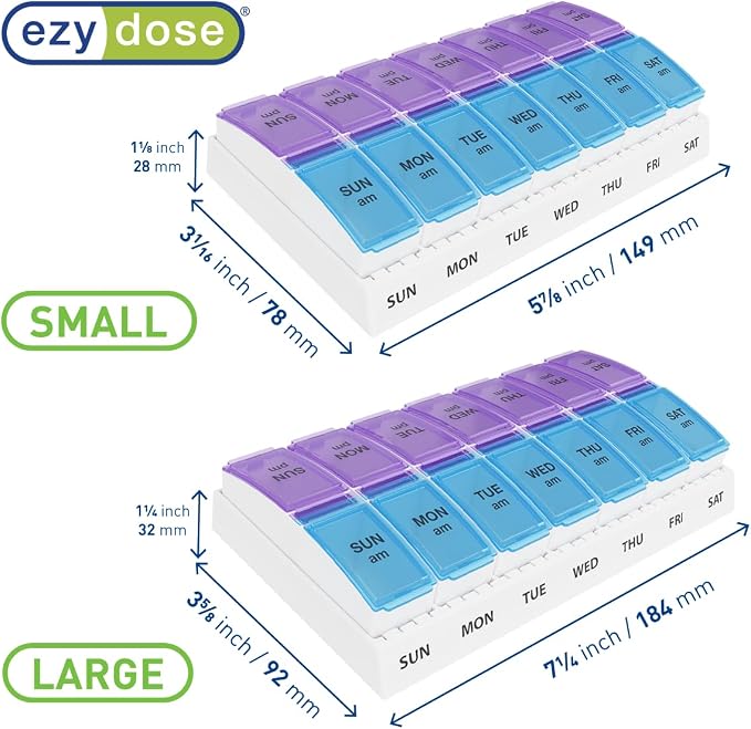 Ezy Dose Weekly AM/PM Pill Organizer, Vitamin and Medicine Box, Small Pop-out - Image 3