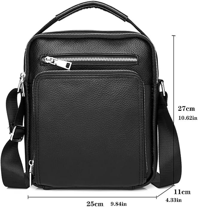KPYWZER Genuine Leather Shoulder Bag Small Men Messenger Pack Handbag Sling - Image 5