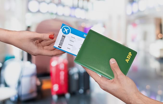 Personalized Monogrammed Emerald Green Leather RFID Passport Wallet - Image 7