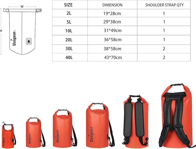 Unigear Dry Bag Waterproof, 2L/5L/10L/20L/30L/40L Floating and Lightweight Bags - Image 2