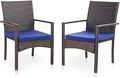 PHI VILLA Patio Wicker Chair Set of 2, Outdoor Modern PE Rattan Armchair by PHIVILLAThepioneerofcomfortablehouseholdsupplies