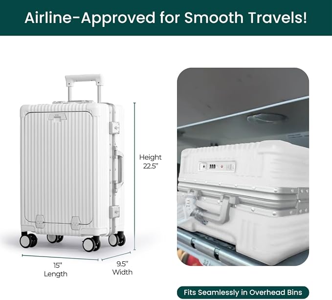 Nobl Travel Carry On Luggage, Noble Zipperless Aluminum Frame PC Hard Shell - Image 4