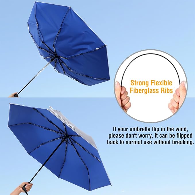 G4Free UPF 50+ UV Protection Large Travel Umbrella 42/46 Inch Auto Open Close - Image 5