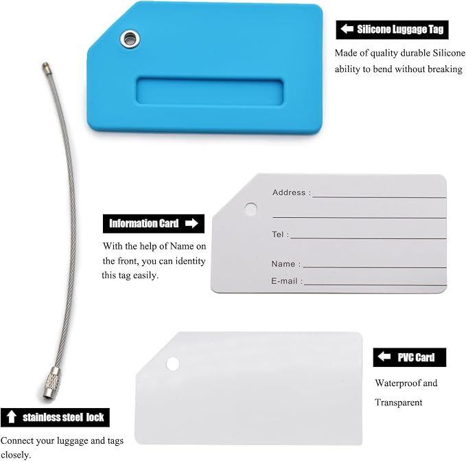 6 Pack Silicone Luggage Tag for Suitcases - Image 2