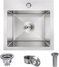 15 x 15 inch Drop in Bar Sink, Small Topmount Kitchen Sink Single Bowl 18 Gauge by Winnpex