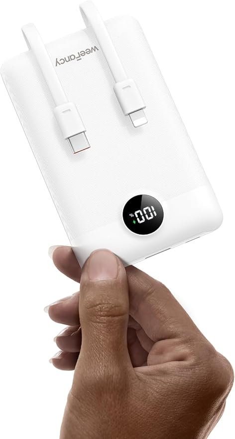 Mini Portable Charger with Built-in Cables 22.5W Fast Charging Power Bank USB-C by WeeFancy