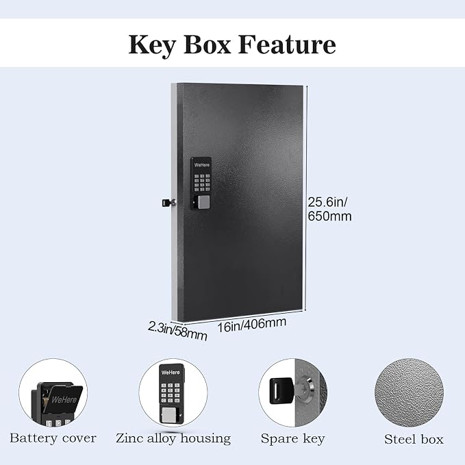 96 Key Lock Box Wall Mount, Key Cabinet Organizer use One Time Password - Image 7