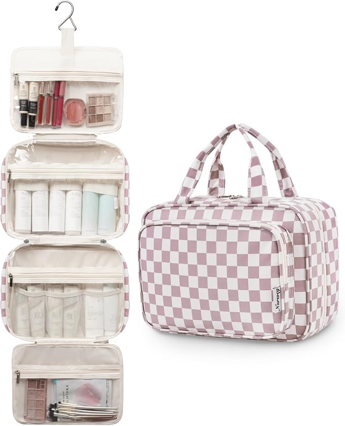 Narwey Travel Toiletry Bag for Women Large Hanging Makeup Bag Organizer - Image 4