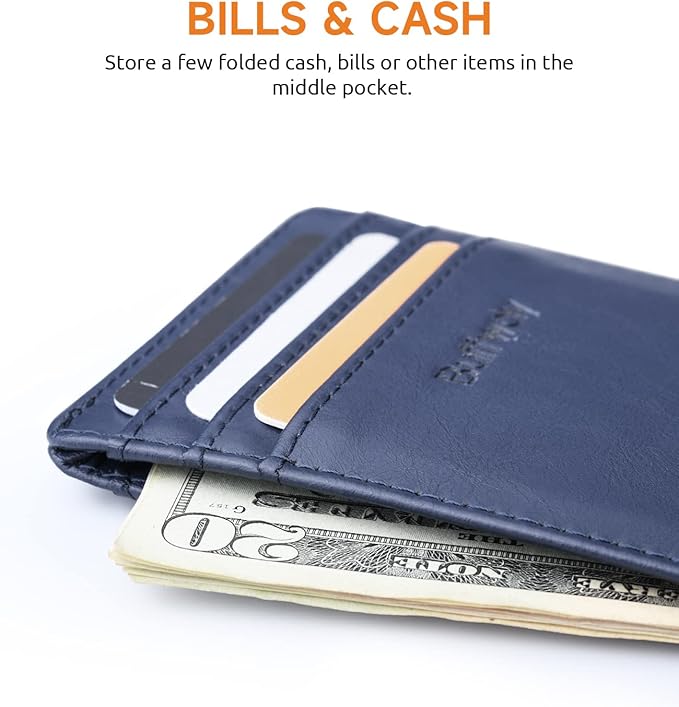 Buffway Mens Slim Wallet, Minimalist Thin Front Pocket Leather Credit Card - Image 5