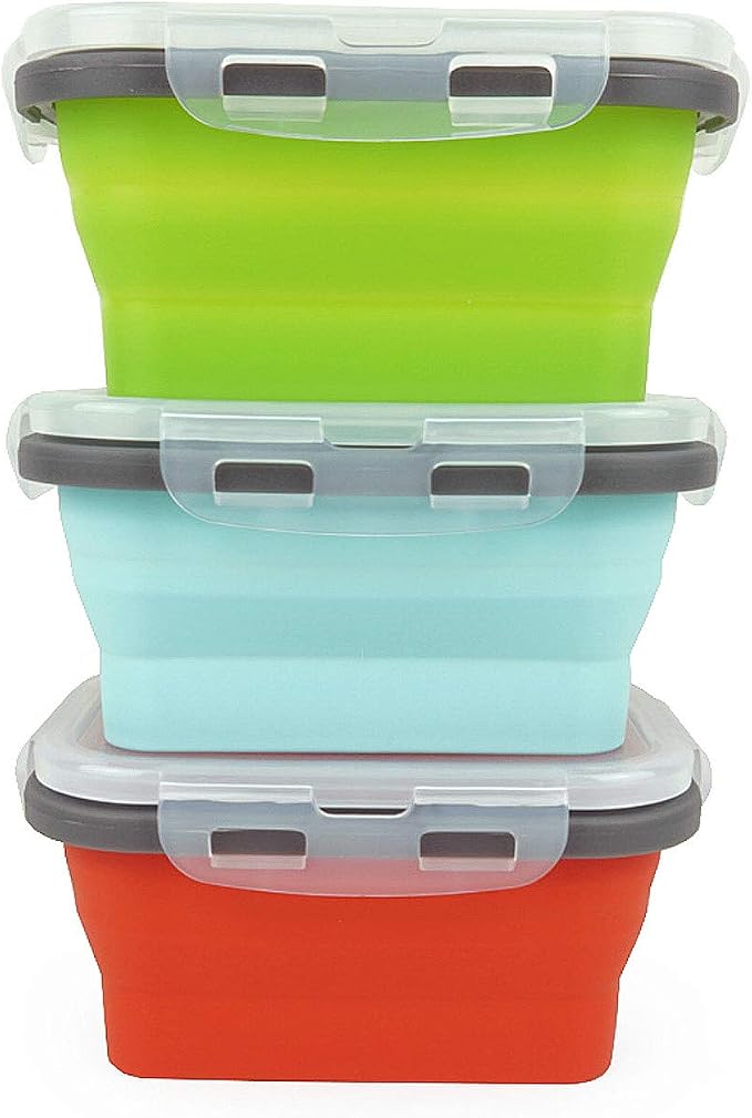 ECOmorning 3 Piece Silicone Food Storage Containers Collapsible Silicone Bowl - Image 3