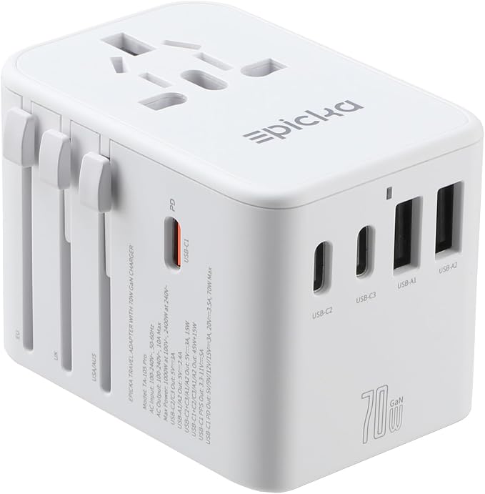 EPICKA Universal Travel Adapter, GaN International Plug Adapter by EPICKA