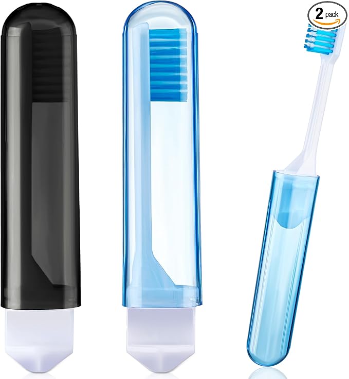 Patelai 2 Pieces Travel Toothbrush Set, Soft Bristle Mini Foldable Tooth Brush by Patelai