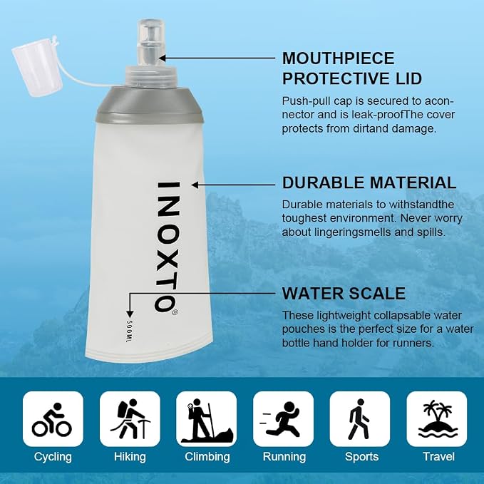 INOXTO Soft Flask, Collapsible Soft Water Bottles - Image 6
