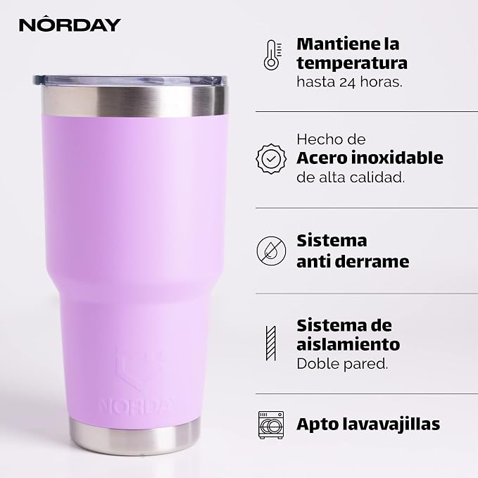 NORDAY | Tumbler with Lid - 30oz - Light Purple Insulated Tumbler - Stainless - Image 2