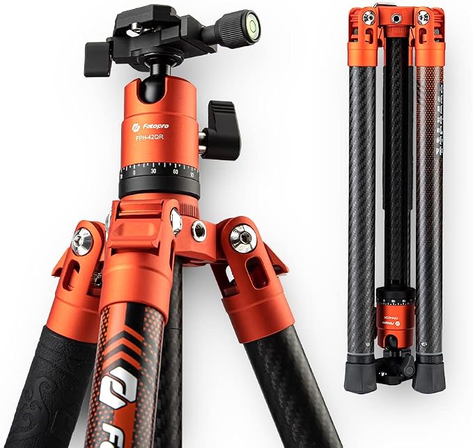 Fotopro Carbon Fiber Tripod 60 Inch 360 Degree Ball Head Quick Release Plate by Fotopro