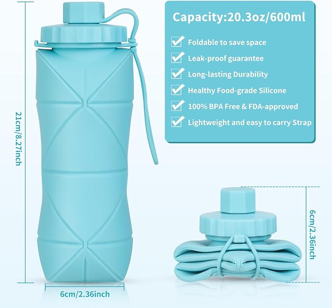 Silicone Collapsible Water Bottles, Lightweight Reusable Leakproof - Image 4