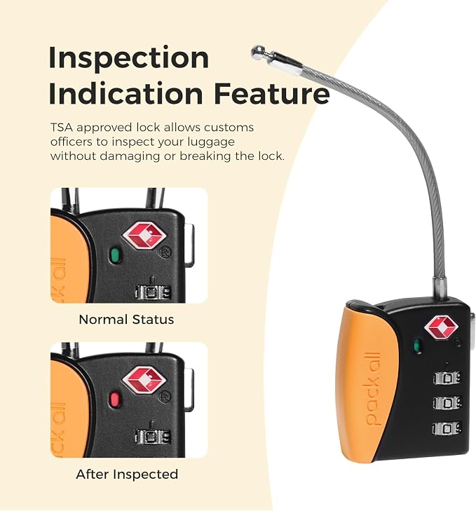 pack all TSA Approved Cable Luggage Locks, 3 Digit Combination Padlocks - Image 8
