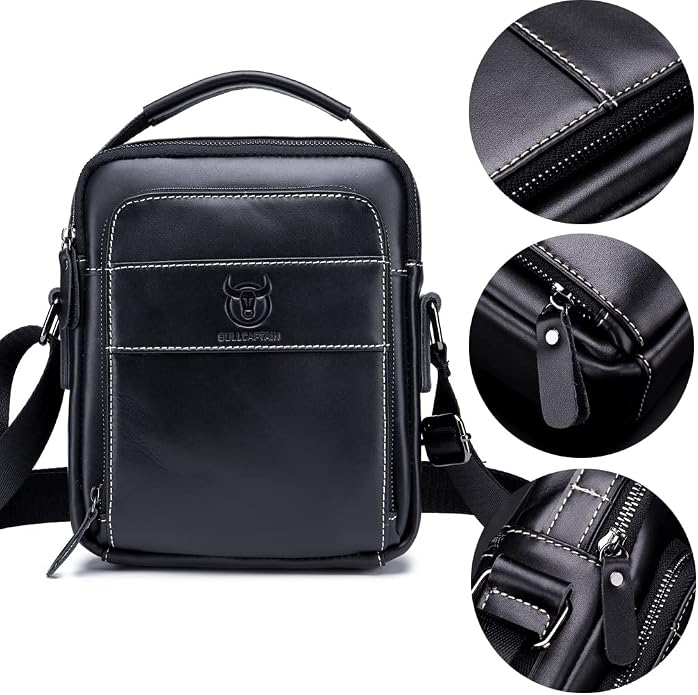 KPYWZER Genuine Leather Shoulder Bag Small Men Messenger Pack Handbag Sling - Image 3