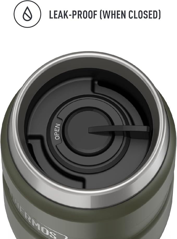 THERMOS Stainless King Vacuum-Insulated Travel Tumbler, 16 Ounce, Army Green - Image 3