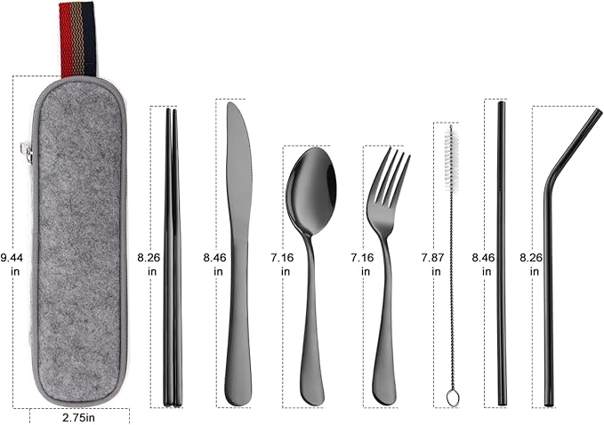 DEVICO Portable Utensils, Travel Camping Cutlery Set, 8-Piece including Knife - Image 2