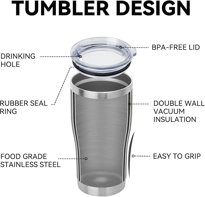 DOMICARE 20oz Tumbler with Lid Stainless Steel Tumblers Bulk, Double Wall - Image 4