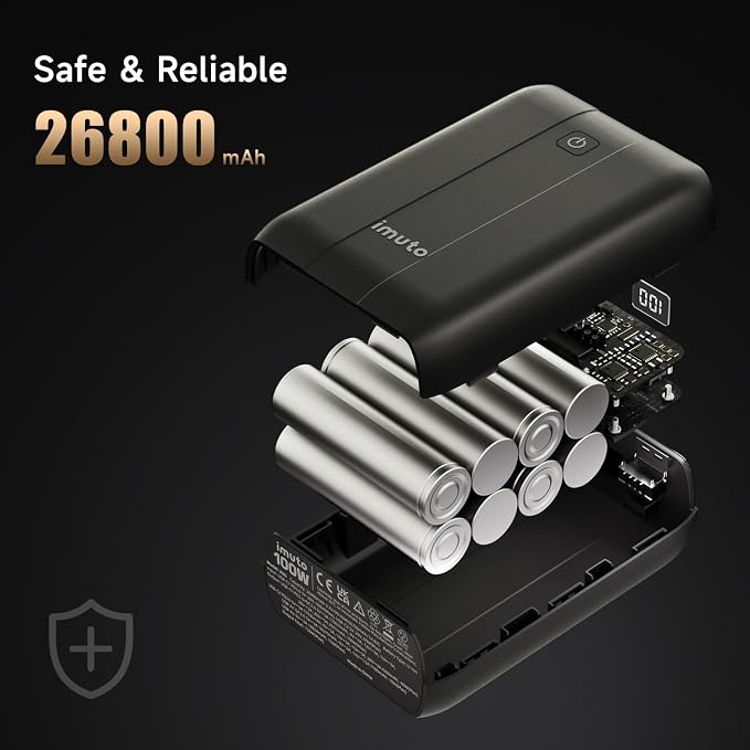 imuto 100W Power Bank, 26800mAh High Capacity 4-Output Laptop Portable Charger - Image 7