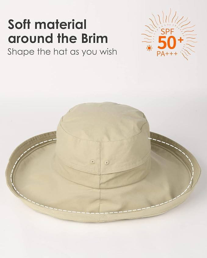 Sun Hats for Women Gardening Hat Wide Brim Ponytail Beach Sun Protection - Image 2