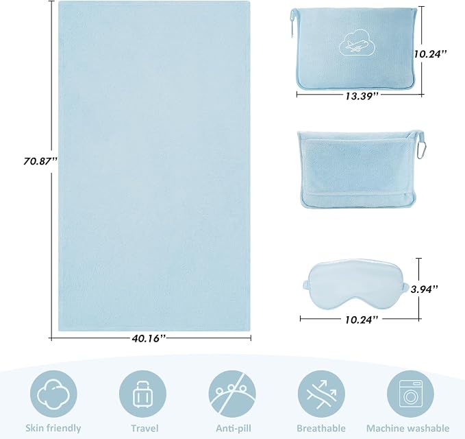 Travel Blanket, 3-in-1 Ultra-Soft, Warm & Lightweight Travel Blanket Airplane - Image 3
