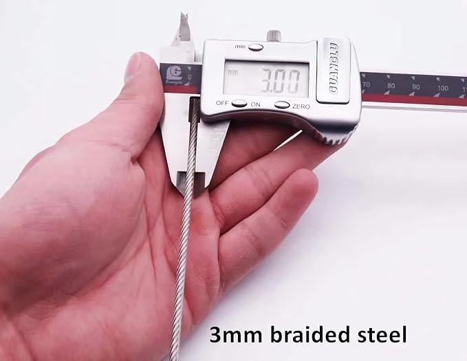 15FT 3mm Outdoor Travel Long Security Cable Lock, Braided Steel Coated Safety - Image 3