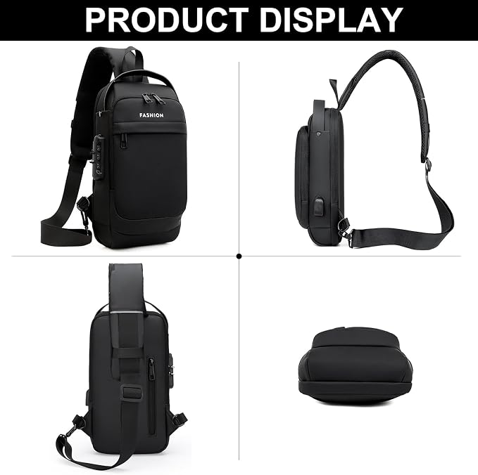 Sling Bag for Men Anti-theft USB Crossbody Shoulder Backpack Purse Waterproof - Image 5