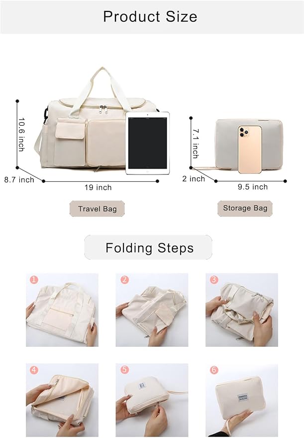 Multipurpose 20L Foldable Duffel Bag Gym Yoga Bag Carry-On Shopping Sack Travel - Image 8