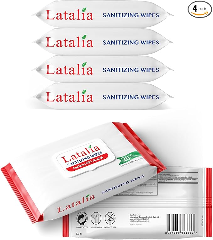 Hand Wipes | 80% Alcohol Hand Sanitizer Wipes by Latalia