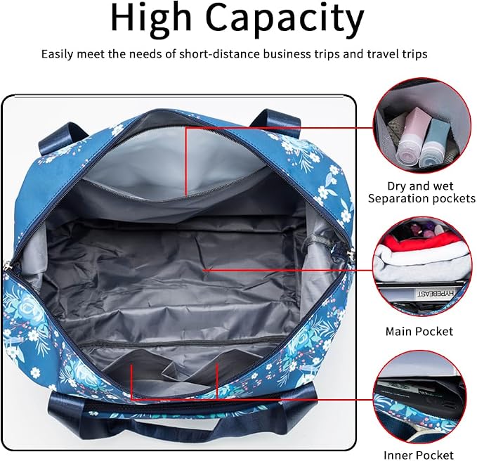 Large Capacity Foldable Travel Bag Expandable Portable Carry on Bag Dry&Wet - Image 4