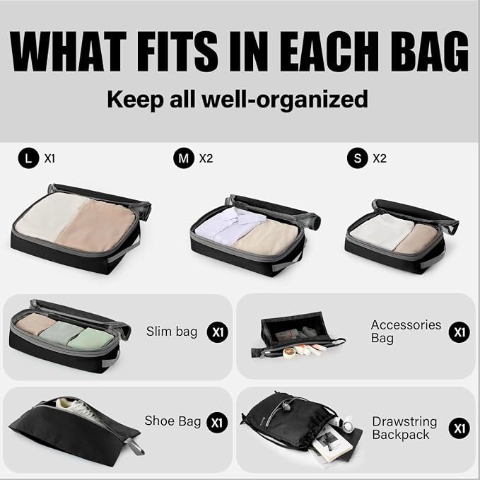 9 Set Compression Packing Cubes - Image 5