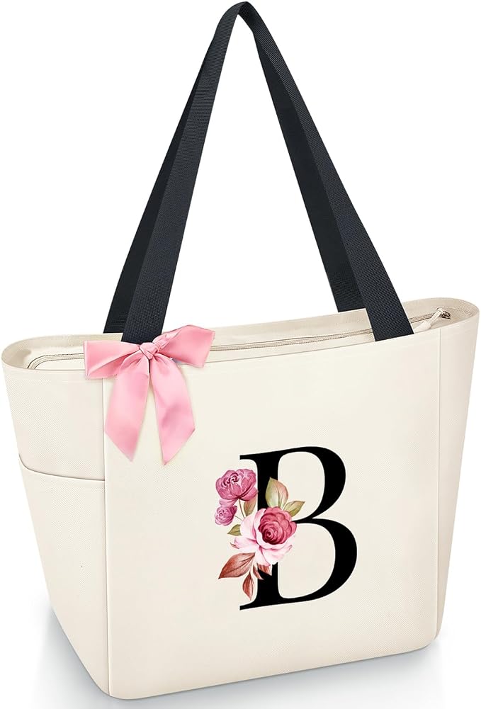 Vavabox Tote Bag, A-Z Initial Monogrammed Waterproof Tote Bag, Bridesmaid Gifts by Vavabox