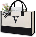 TOPDesign Embroidery Initial Canvas Tote Bag, Personalized Present Bag by TOPDesign