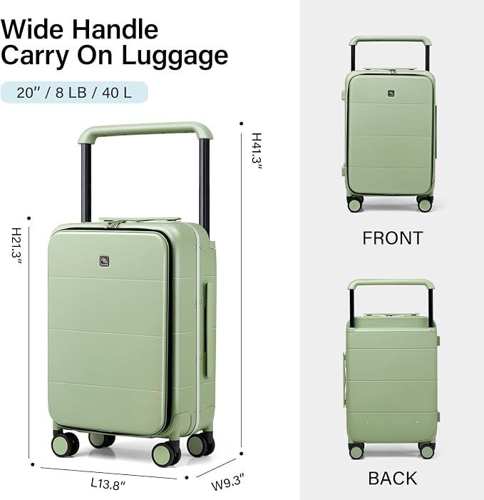 Hanke Top Opening Carry On Luggage, 20 Inch Zipperless Aluminum Frame Wide - Image 6