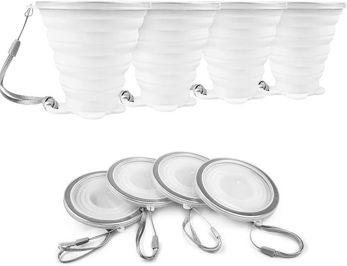 JBER Silicone Collapsible Travel Cup, 4 Pack Silicone Folding Camping Cup by JBER