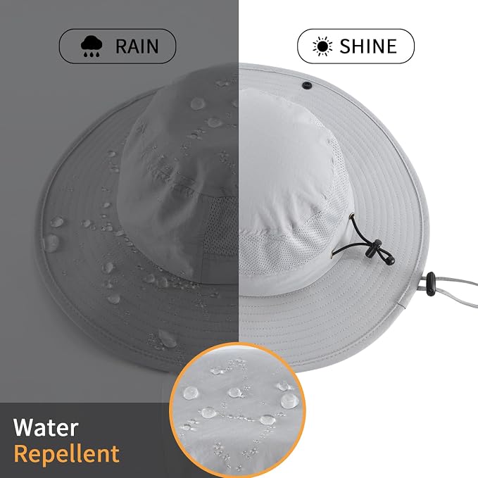 Home Prefer UPF50+ Mens Sun Hat Wide Brim Womens UV Protection Beach Bucket Hat - Image 4
