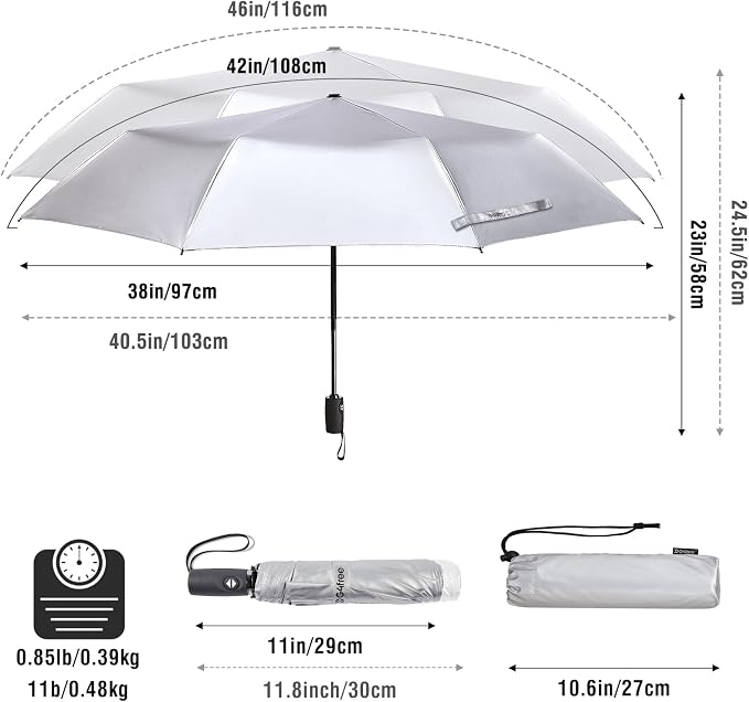 G4Free UPF 50+ UV Protection Large Travel Umbrella 42/46 Inch Auto Open Close - Image 3