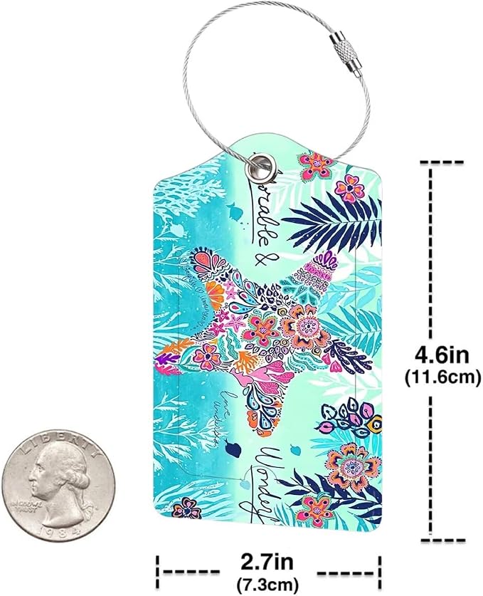 2 Pack Luggage Tag for Suitcase, Cute Unique Leather Bag Tags Identifiers - Image 3