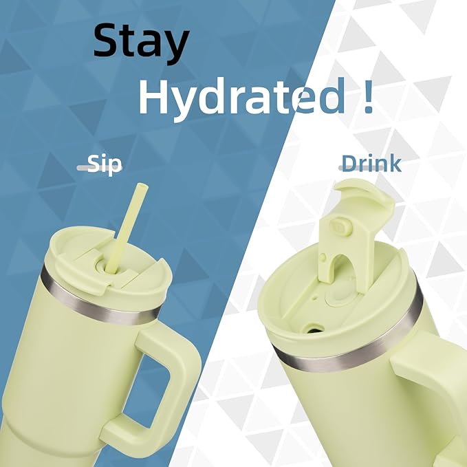 40 oz Tumbler with Handle and 2 Straws, 2 in 1 Lid Insulated Water Bottle - Image 2