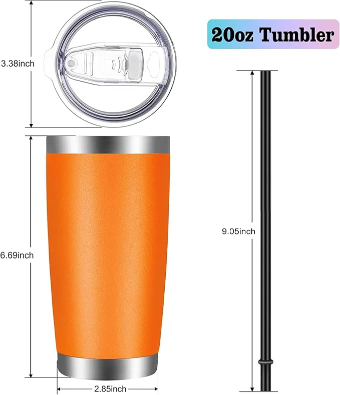 VEGOND 20oz Tumbler with Lid and Straw Stainless Steel Tumbler Cup Bulk Vacuum - Image 3
