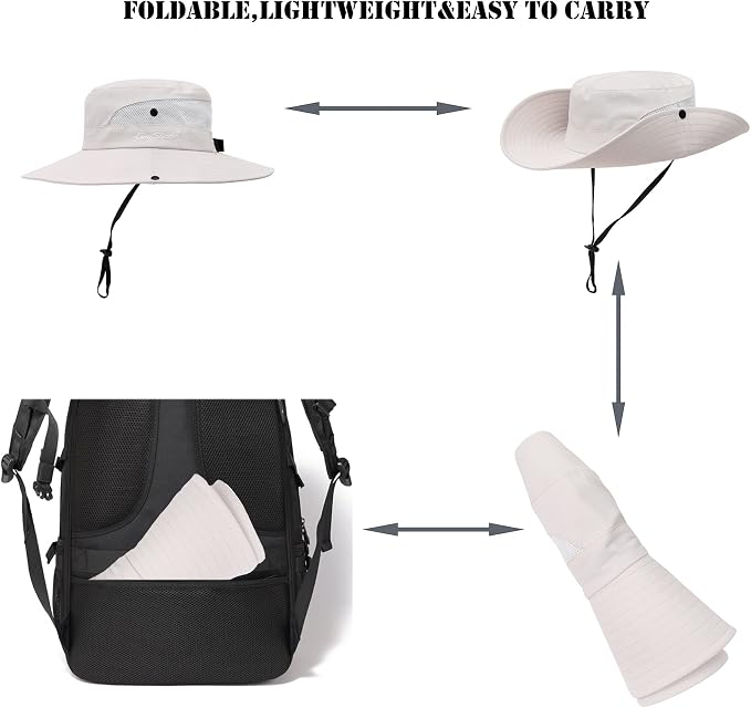 Womens Summer Sun Hat Beach Hat Wide Brim Outdoor UV Protection Hat Foldable - Image 4