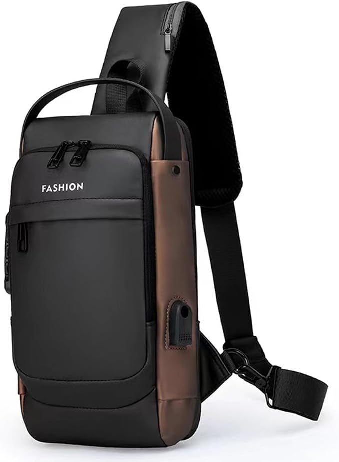 Sling Bag for Men Anti-theft USB Crossbody Shoulder Backpack Purse Waterproof by ISDULA