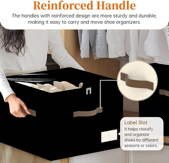 3 Pack Shoe Organizer for Closet, Foldable Shoe Storage Containers, Fits up to - Image 5