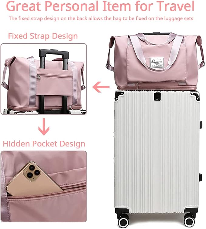 Large Capacity Foldable Travel Bag Expandable Portable Carry on Bag Dry&Wet - Image 3